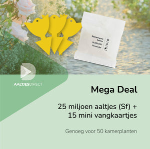 Mega Deal: 25 mln Sf aaltjes + 15 vangkaartjes tegen rouwvliegjes